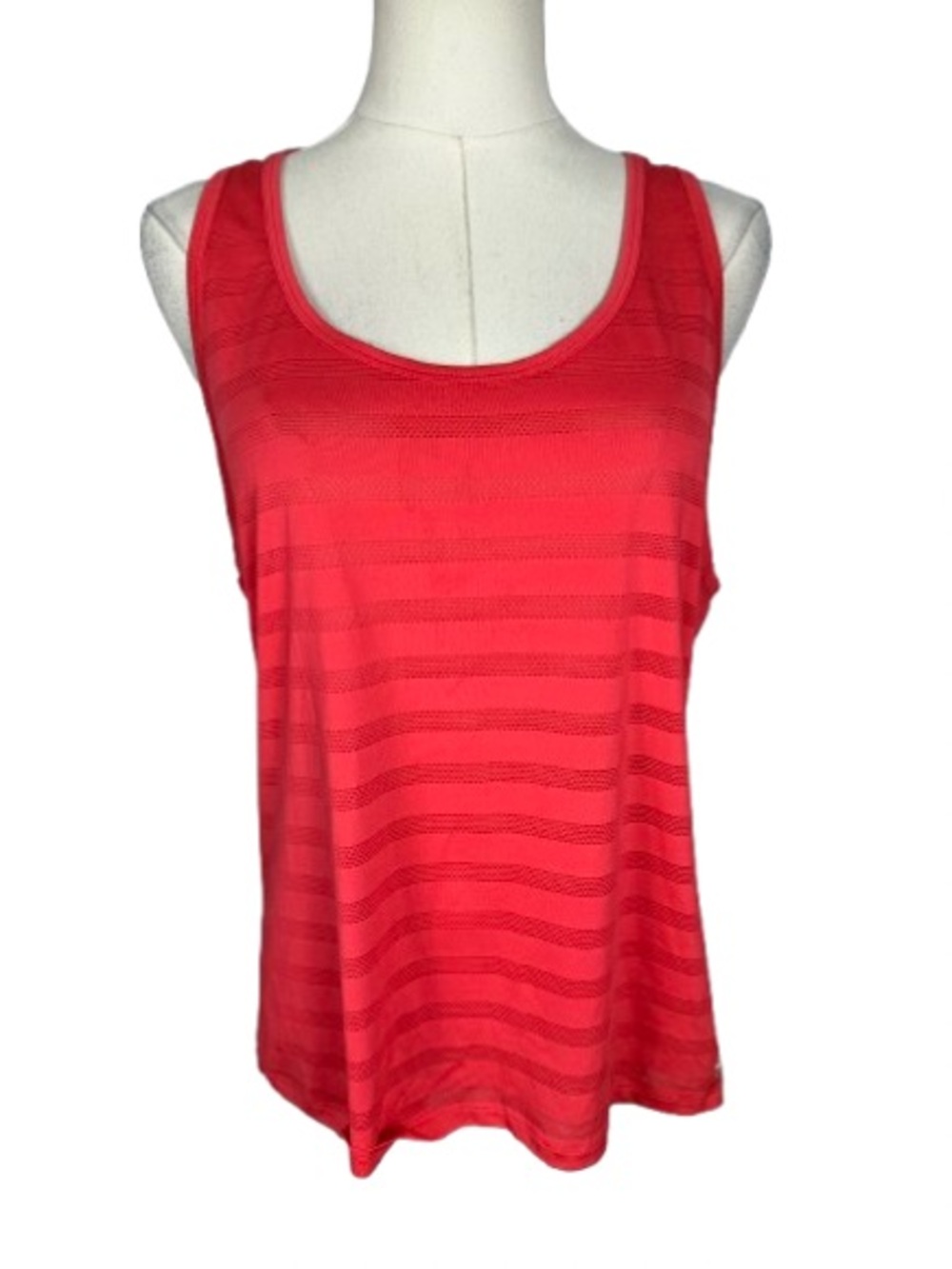 Forever 21 Coral-Red Striped Scoop Neck Tank Top Size L